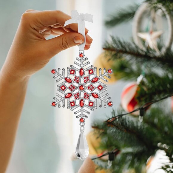 🆕Christmas Tree Ornaments Rhinestone Snowflake Hanging Pendant Charm Decorative - Picture 6 of 7